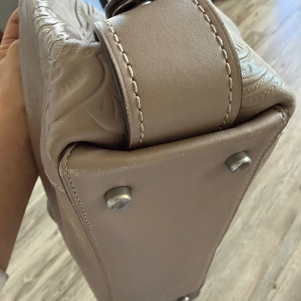 Coach Edie 31 Stone Pebbled Leather Shoulder Bag Tea Rose Tooling 12034